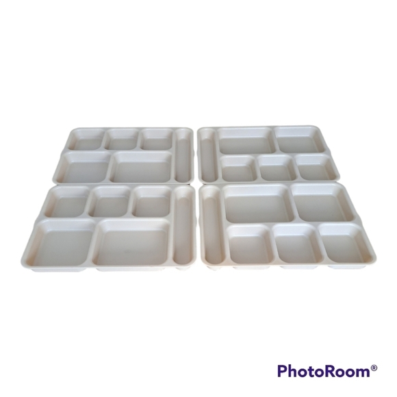 Set of 4 vintage school lunch tray cambro 10146DCW Huntington beach Made… - Picture 9 of 16